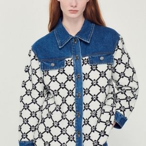 Sandro Knit and denim coatigan: size 2